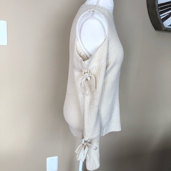 💕HP💕Cream Cold Shoulder Bell Sleeve Knit Sweater - Picture 6 of 7